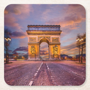 Monuments Arc de Triomphe, Paris France Square Paper Coaster