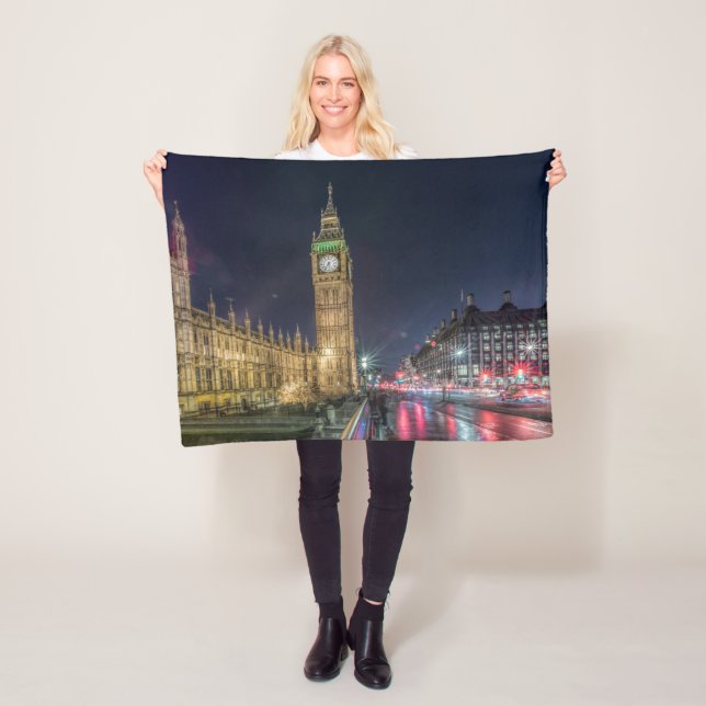 Monuments | Big Ben at Night Fleece Blanket (In Situ)