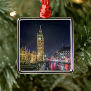 Monuments Big Ben at Night Metal Tree Decoration