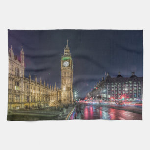 Monuments   Big Ben at Night Tea Towel