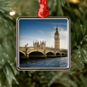 Monuments Big Ben, London England Metal Tree Decoration