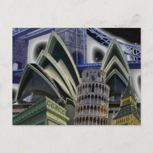 Monuments Collage by Night Postcard