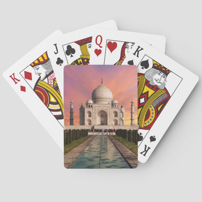 Monuments | Colorful View of the Taj Mahal Playing Cards (Back)