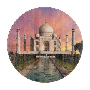 Monuments Colourful View of the Taj Mahal Cutting Board