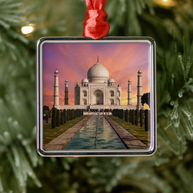 Monuments | Colourful View of the Taj Mahal Metal Tree Decoration (Tree)