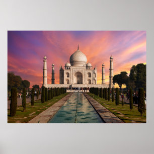 Monuments   Colourful View of the Taj Mahal Poster