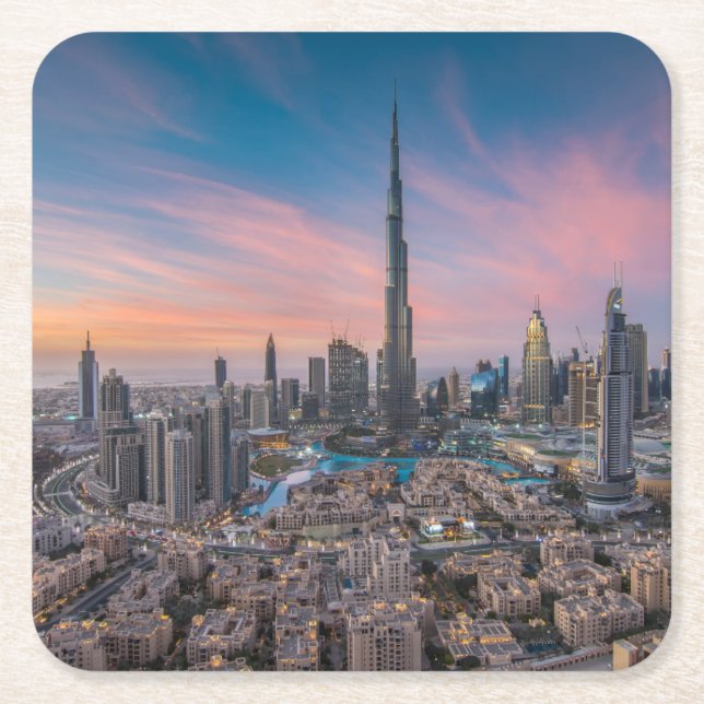 Monuments | Dubai Cityscape Square Paper Coaster (Front)