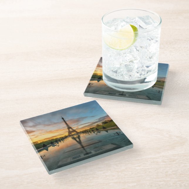 Monuments | Eiffel Tower Sunrise Glass Coaster (Angled)
