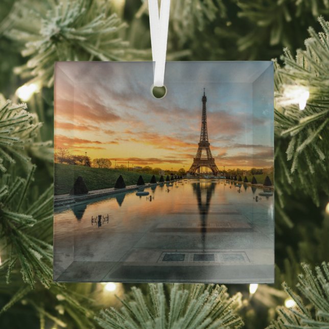 Monuments | Eiffel Tower Sunrise Glass Tree Decoration (Insitu)