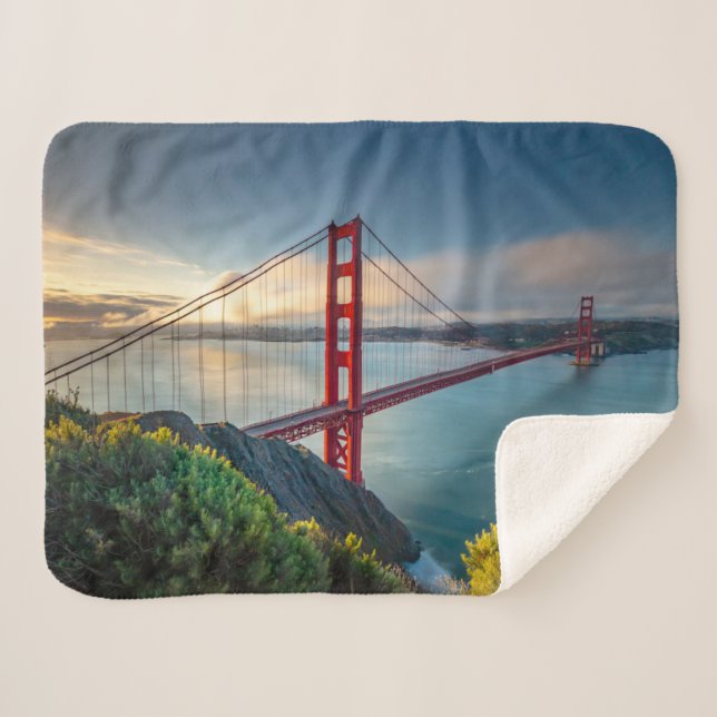 Monuments | Golden Gate San Francisco Sherpa Blanket (Front (Horizontal))