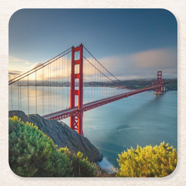 Monuments | Golden Gate San Francisco Square Paper Coaster (Front)