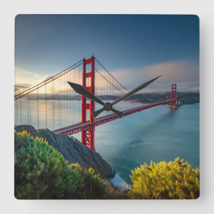 Monuments Golden Gate San Francisco Square Wall Clock