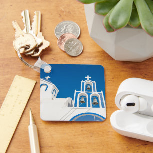 Monuments Greek Blue Dome Church Key Ring