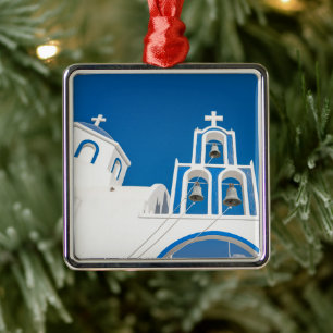 Monuments Greek Blue Dome Church Metal Tree Decoration