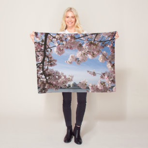 Monuments Jefferson Memorial Cherry Blossoms Fleece Blanket