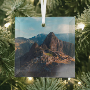 Monuments   Machu Picchu, Peru Glass Tree Decoration