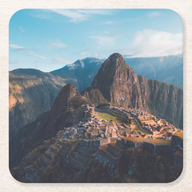 Monuments | Machu Picchu, Peru Square Paper Coaster (Front)