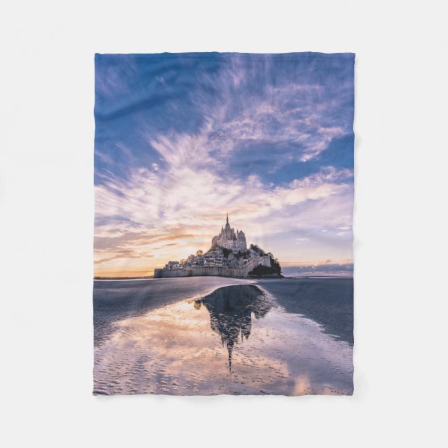 Monuments | Mont Saint-Michel, Normandy France Fleece Blanket (Front)