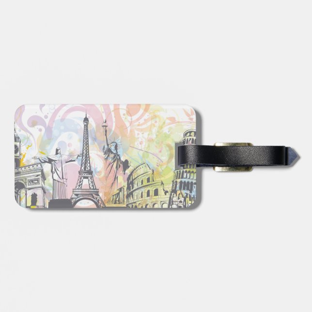 Monuments of the world custom luggage tag (Back Horizontal)