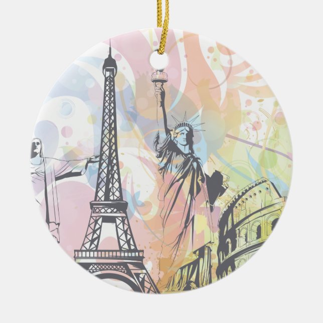 Monuments of the world custom ornament (Front)