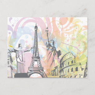 Monuments of the world postcard