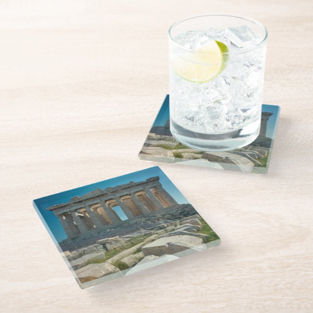 Monuments | Parthenon Athens, Greece Glass Coaster (Angled)