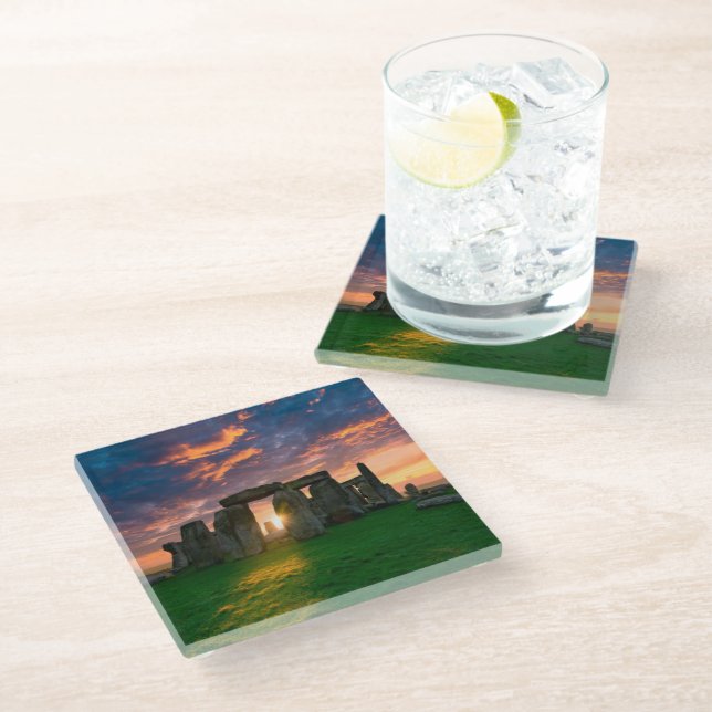 Monuments | Stonhenge, England Glass Coaster (Angled)
