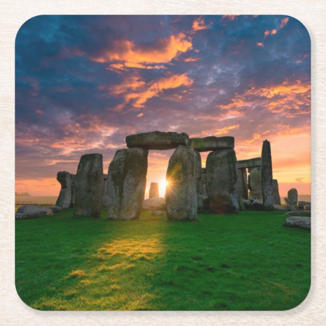 Monuments | Stonhenge, England Square Paper Coaster (Front)