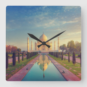 Monuments   Taj Mahal Colours Square Wall Clock