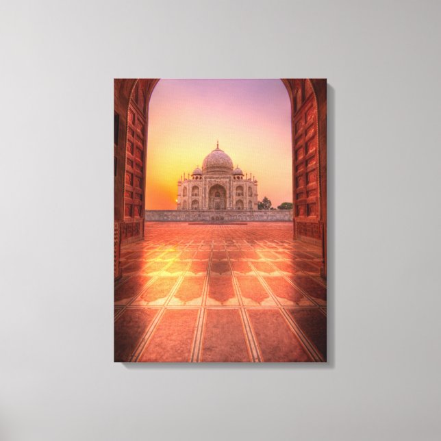 Monuments | Taj Mahal, India at Sunset Canvas Print (Front)