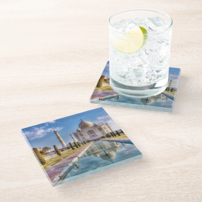 Monuments | Taj Mahal Sunrise Glass Coaster (Angled)