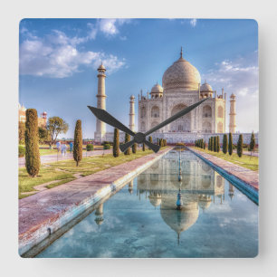 Monuments   Taj Mahal Sunrise Square Wall Clock
