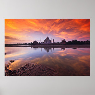 Monuments   Taj Mahal Sunset Poster
