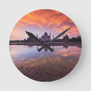 Monuments Taj Mahal Sunset Round Clock