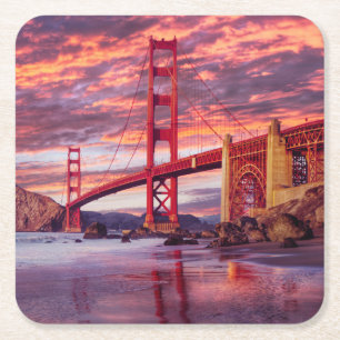 Monuments   The Golden Gate San Francisco, CA Square Paper Coaster