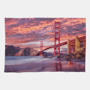 Monuments The Golden Gate San Francisco, CA Tea Towel