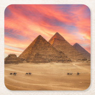 Monuments   The Great Pyramids Square Paper Coaster