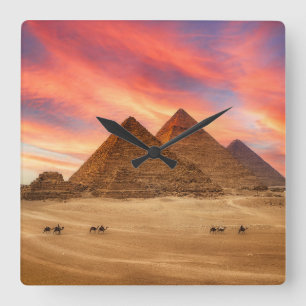 Monuments   The Great Pyramids Square Wall Clock