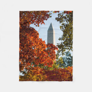 Monuments   Washington Monument in Autumn Fleece Blanket