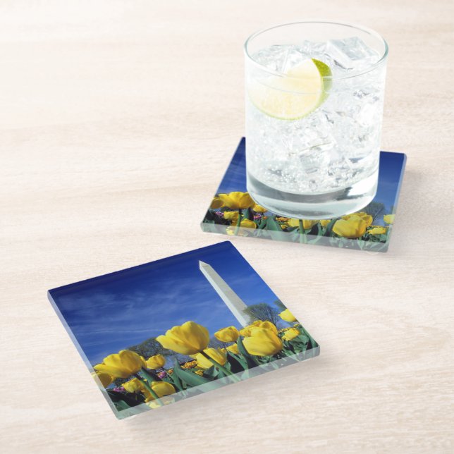 Monuments | Washington Monument in Spring Glass Coaster (Angled)