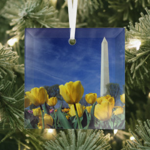 Monuments   Washington Monument in Spring Glass Tree Decoration