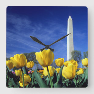Monuments   Washington Monument in Spring Square Wall Clock