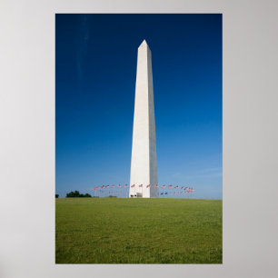 Monuments   Washington Monument with Flags Poster