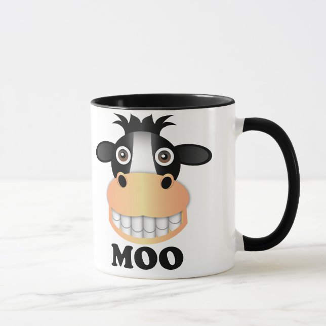 Moo - Black 11 oz Ringer Mug Mug (Right)
