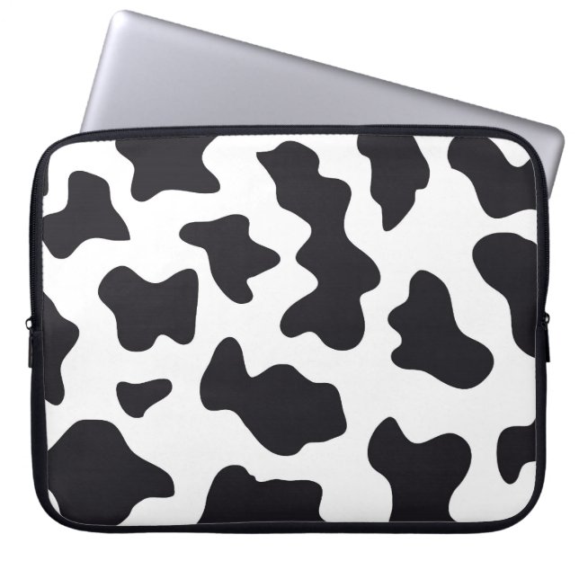 MOO Black and White Dairy Cow Pattern Print Gifts Laptop Sleeve (Front)