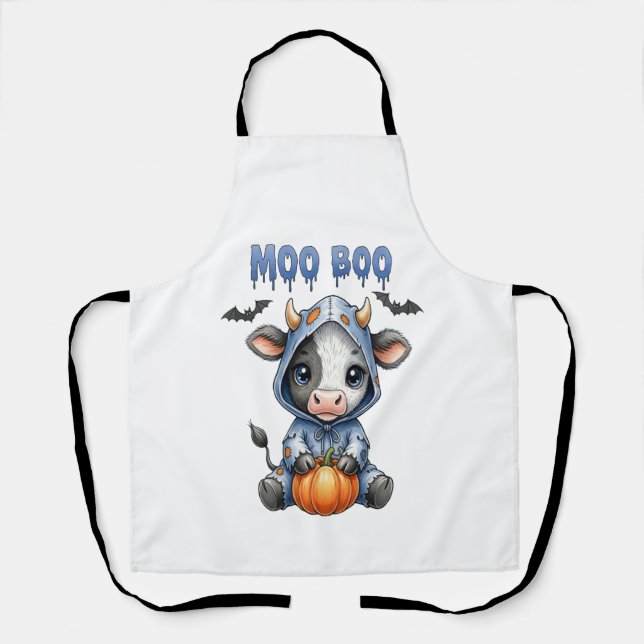 Moo Boo Halloween Cow Apron (Front)