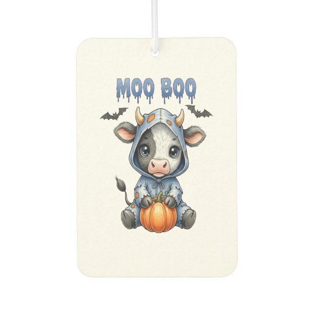 Moo Boo Halloween Cow Car Air Freshener (Front)