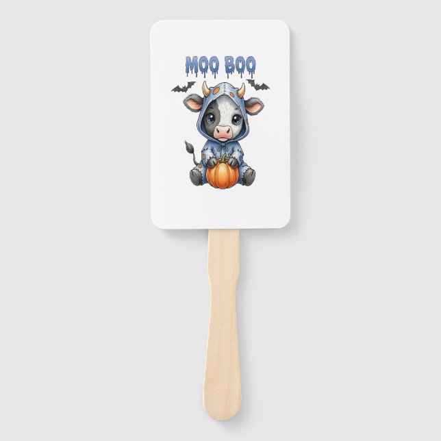 Moo Boo Halloween Cow Hand Fan (Front)