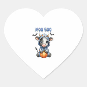 Moo Boo Halloween Cow Heart Sticker