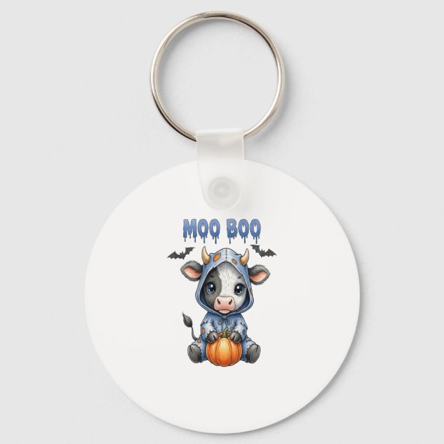 Moo Boo Halloween Cow Key Ring (Front)